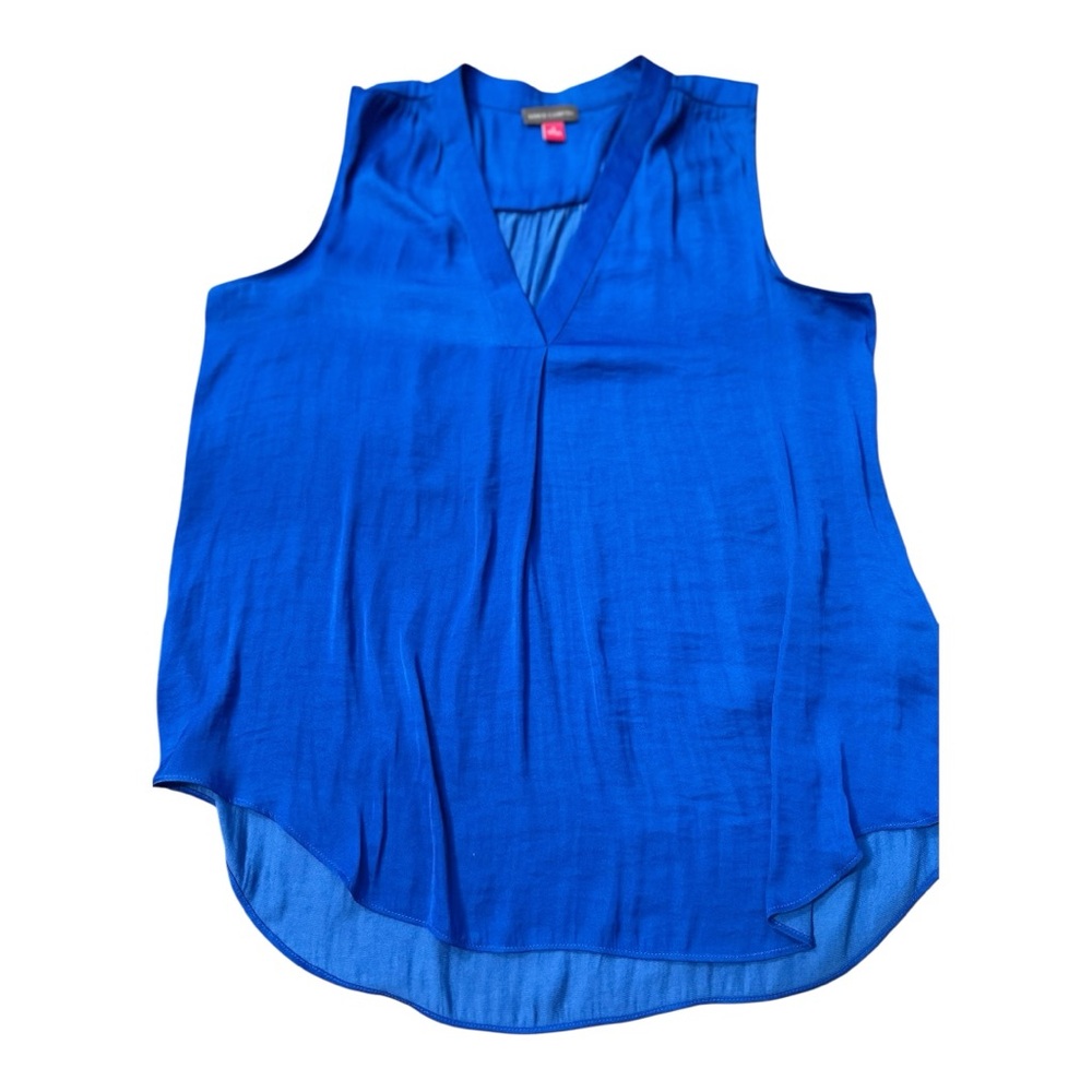 Vince‎ Camuto Royal Blue Sleeveless V-Neck Blouse Top Womens Small S Casual Chic